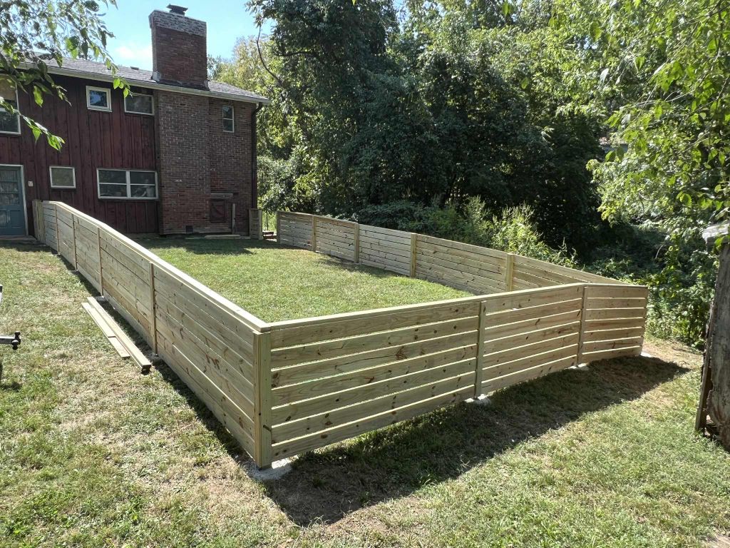 Horizontal Slat Privacy Fence - Backyard Installation Kansas City